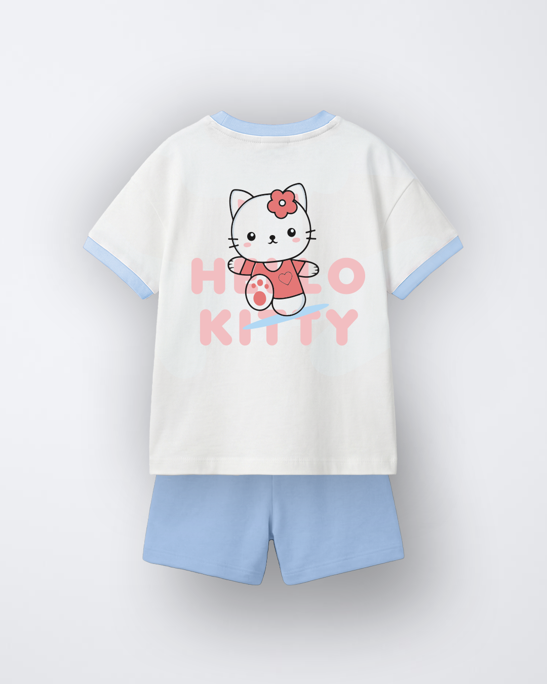 TEDDY BEAR X HELLO KITTY T-SHIRT AND SHORTS SET